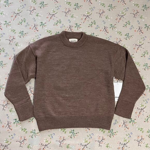 MATE The Label Merino Soft Perfect Crew Neck Mink Brown Sz XS Merino Wool Alpaca - Picture 1 of 6